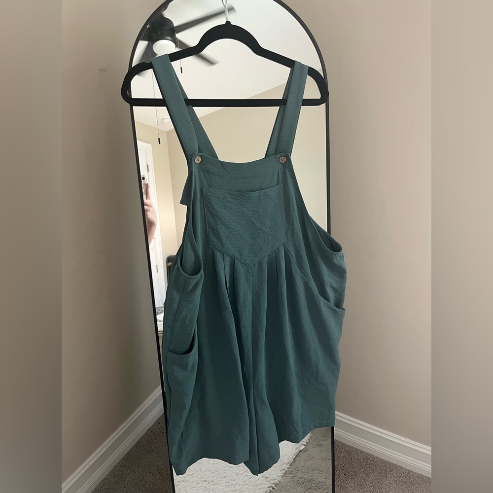 NWT Amazon Teal Overall Romper with Pockets